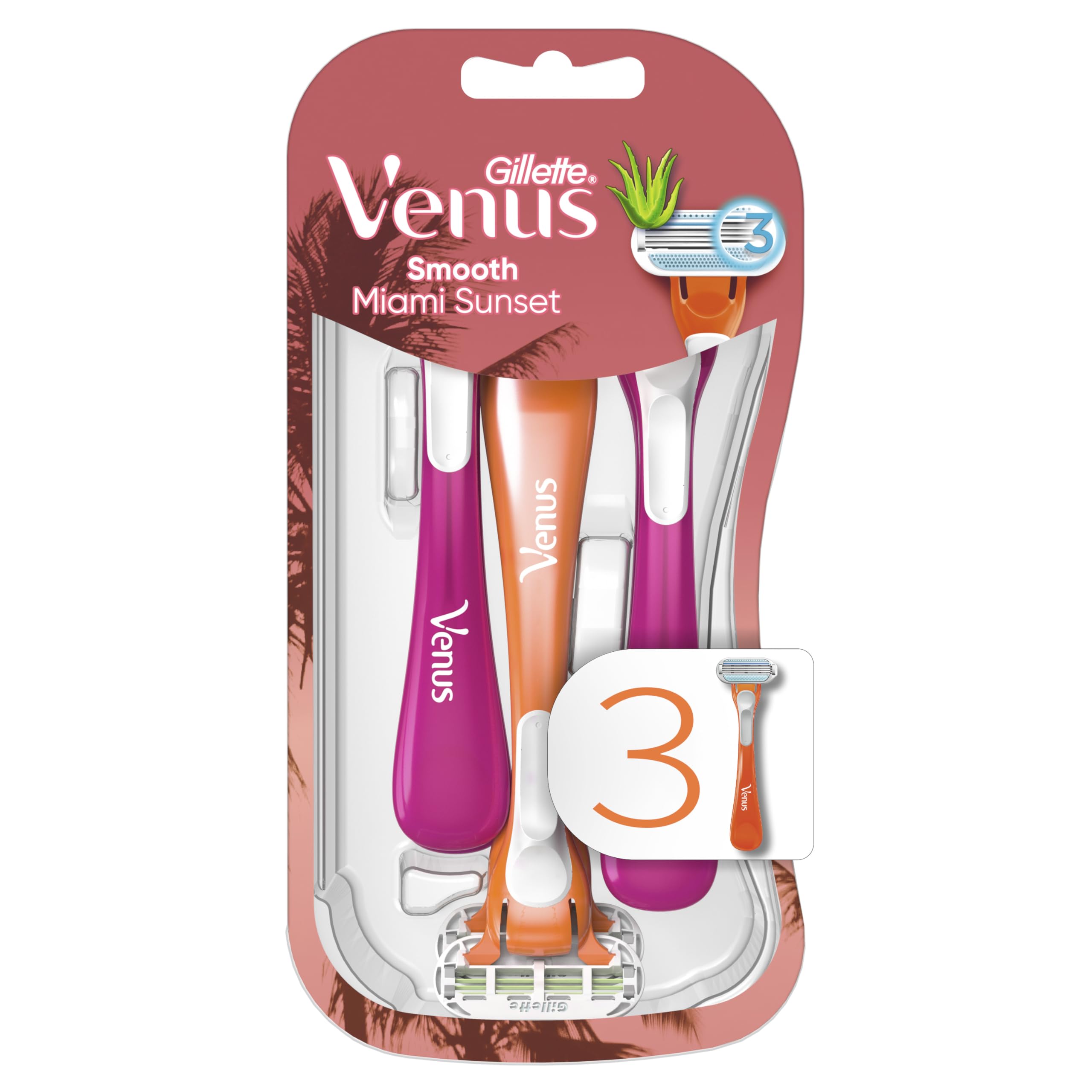Gillette Venus Miami Sunset Smooth Sensitive Disposable Women's Razor With Aloe 