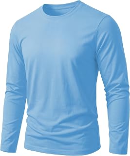 TACVASEN Langarmshirt Herren Baumwolle Regular Fit Basic Shirt Rundhal
