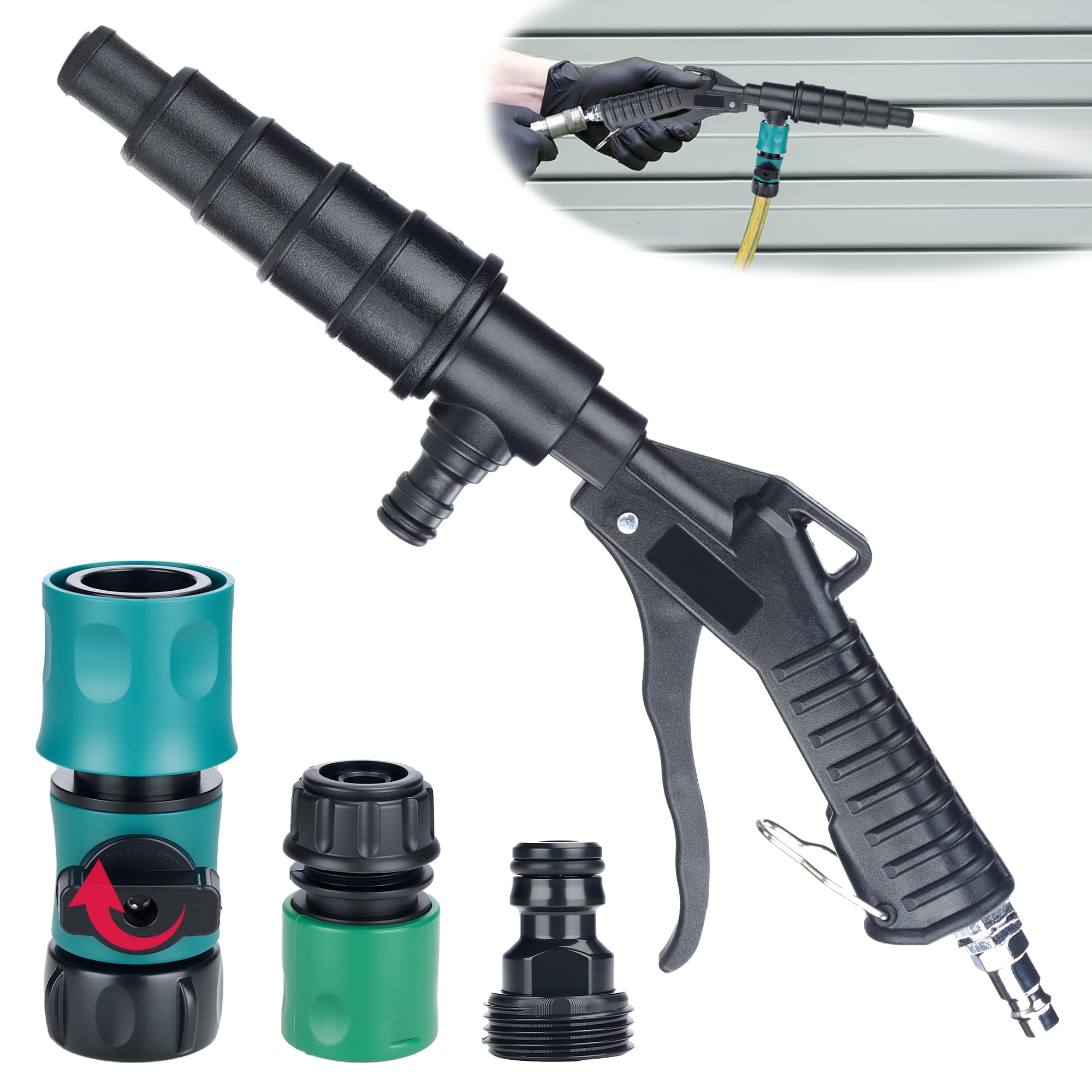 LURKA Coolant System Flush Gun, Lever Action Heater Core Flush Kit with 3/4" & 1