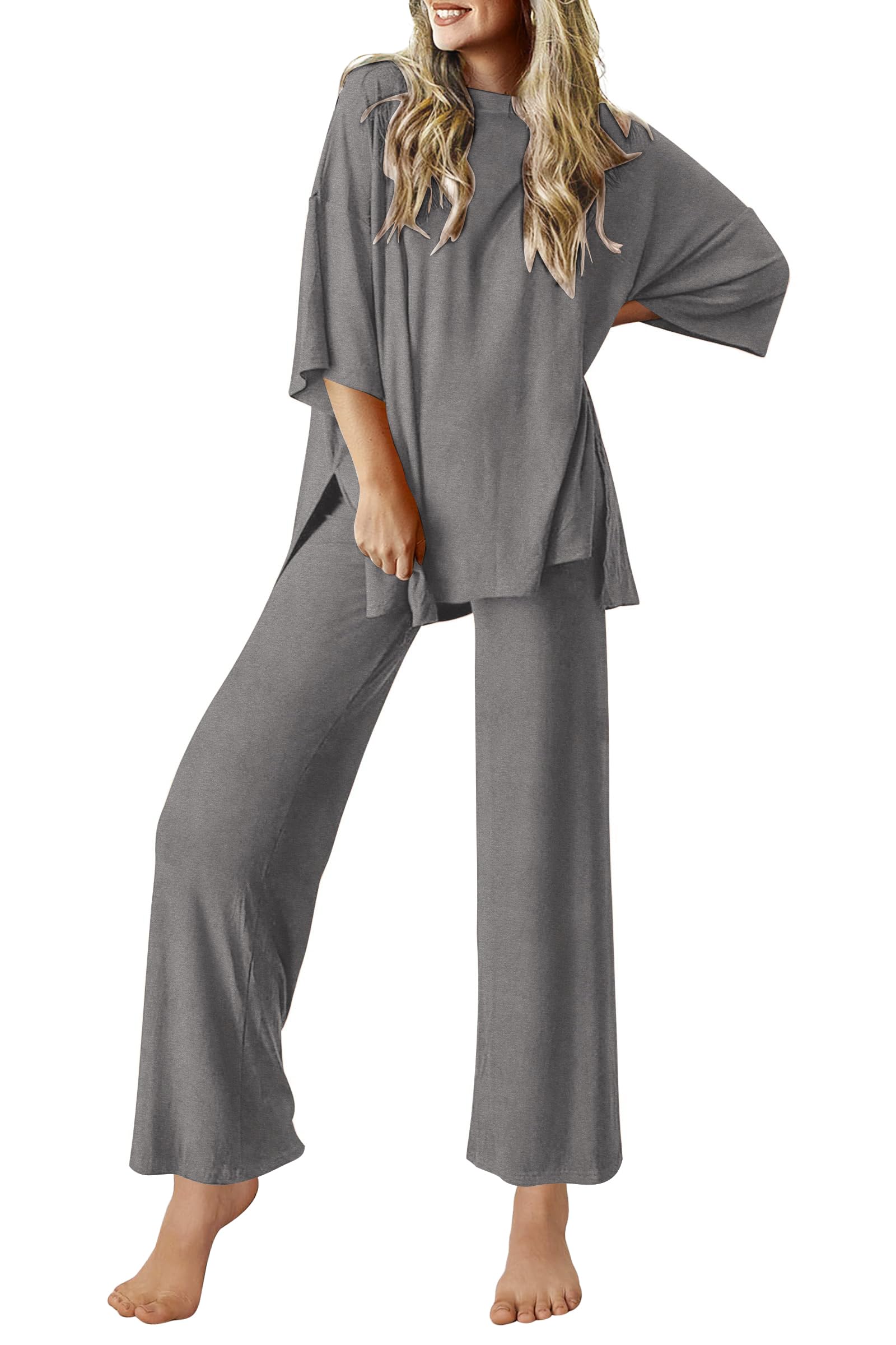 Ekouaer 女性用ラウンジセット ソフトで快適なパジャマセット 2ピースアウトフィット