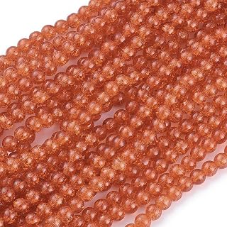 100pcs 8mm Round Crystal Glass Beads Loose Spacer Beads for Jewelry Making Bracelet Necklace DIY Wind Bell Earrings Beads Craft Supplies Orange