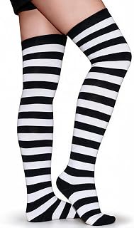 Raylarnia Women's Extra Long Opaque Striped Over Knee High Stockings Socks