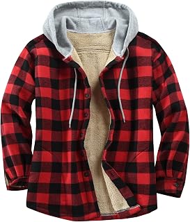 Men's Cotton Plaid Shirt Jacket Fleece Flannel Sherpa Button Down