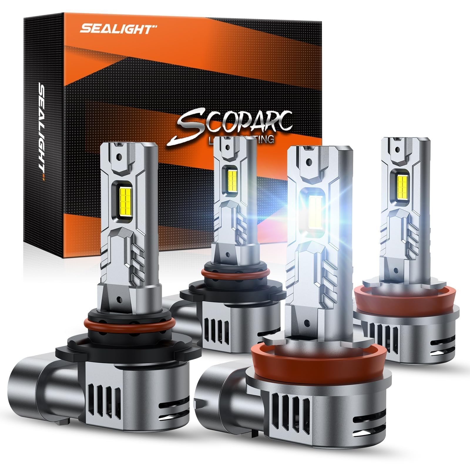 SEALIGHT S2S 9005/HB3 H11/H8/H9/H16 Light Bulbs Combo, 160,000LM Super Brighter,