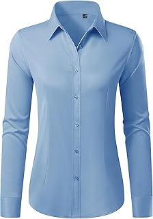 Button Down Shirts for Women Wrinkle Free Dress Shirt Classic Fit Long Sleeve Casual Business Blouse Work