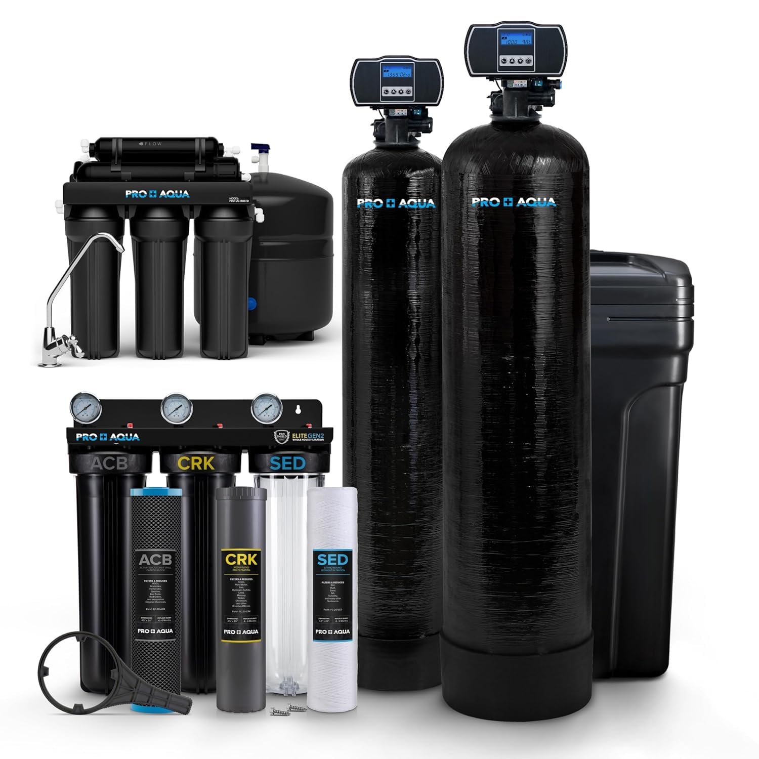 PRO+AQUA Elite 5-Stage Whole House Water Softener and Filter Bundle System for W