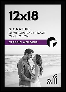 Americanflat 12x18 Picture Frame - Engineered Wood - Black | Shatter-resistant glass, hangs vertical or horizontal, sawtooth hangers included, fits photos, posters and art