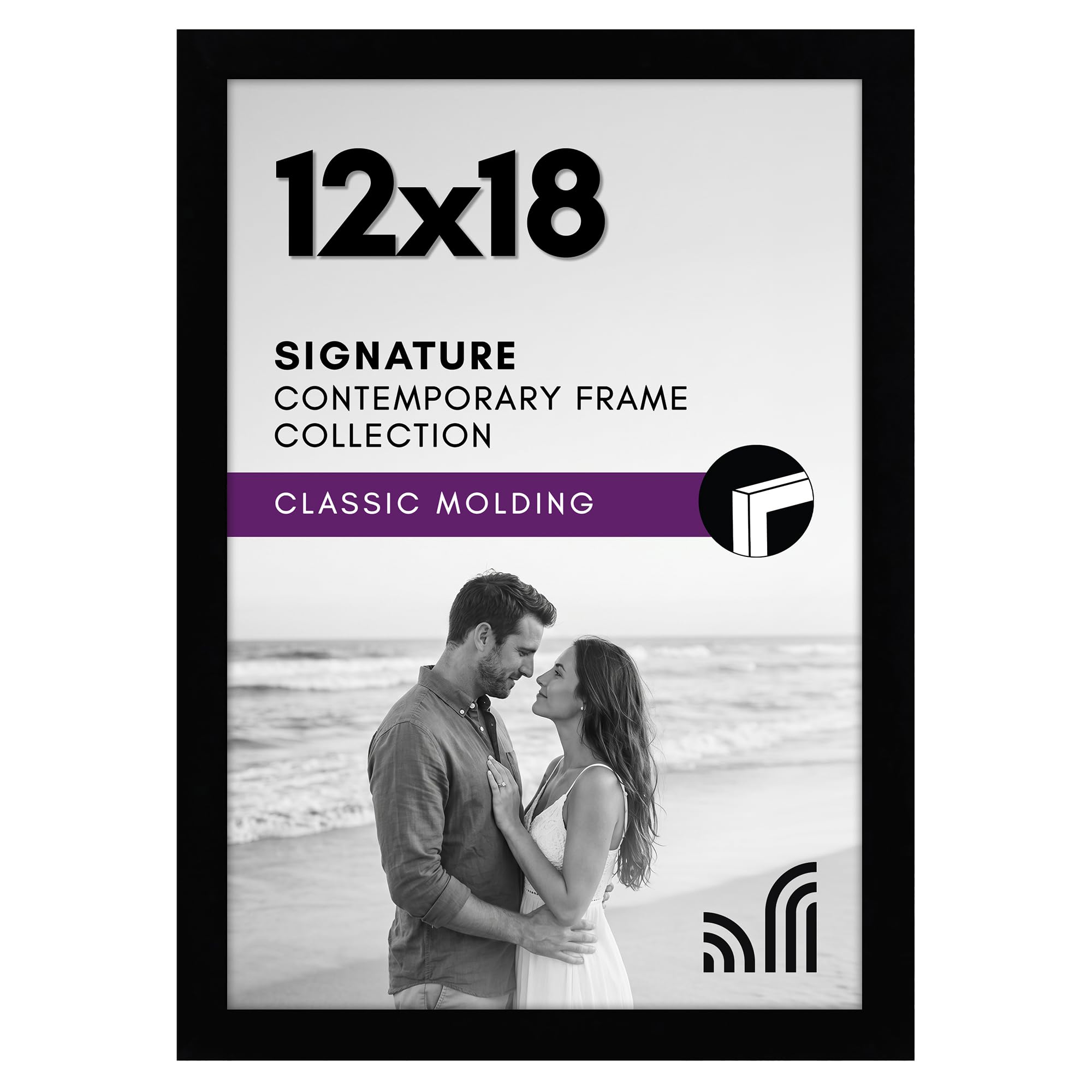 Americanflat 12x18 Picture Frame - Engineered Wood - Black | Shatter-resistant g