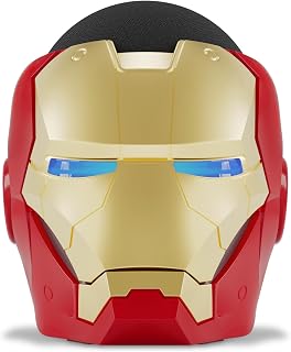 Echo Bundle: Echo Dot (5th Gen, 2022 release) | Charcoal and Limited Edition Marvel Iron Man Stand