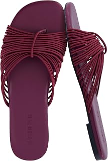CUSHIONAIRE Lanky Sandales à lanières pour femme, tendance, multi-sangles, bout carré, sandales plates avec semelle rembourrée