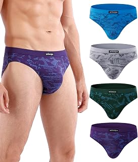wirarpa Men's Underwear Modal Viscose Microfiber Briefs No Fly Covered Waistband Silky Touch Underpants 4 Pack