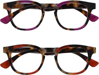 OPULIZE Ava 2 Pack Women's Lady Brown Turtle Purple Red Comfortable Fit Reading Glasses Spring Hinges RR62-5Z +3.50