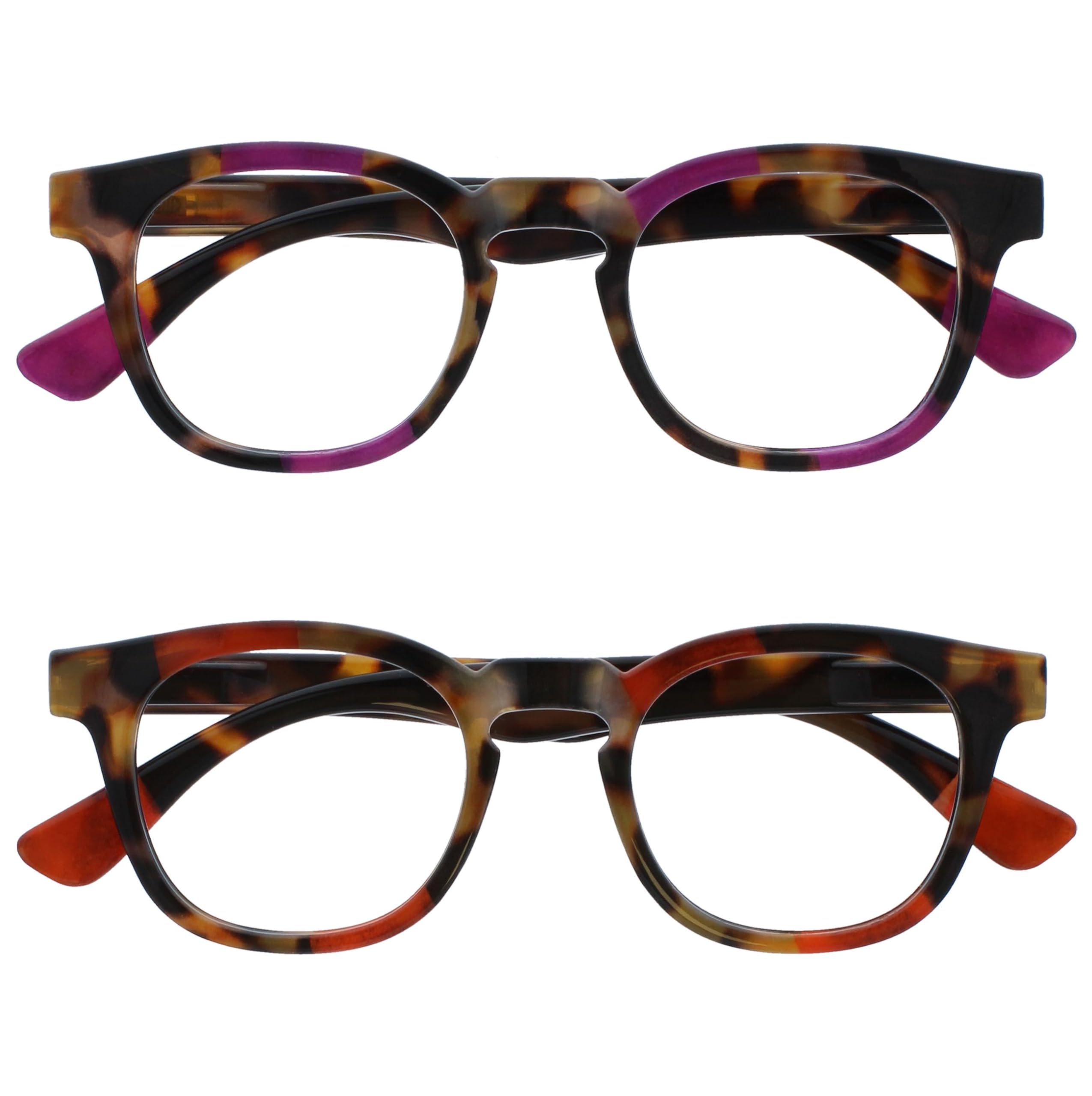 OPULIZE Ava 2 Pack Women's Lady Brown Turtle Purple Red Comfortable Fit Reading 