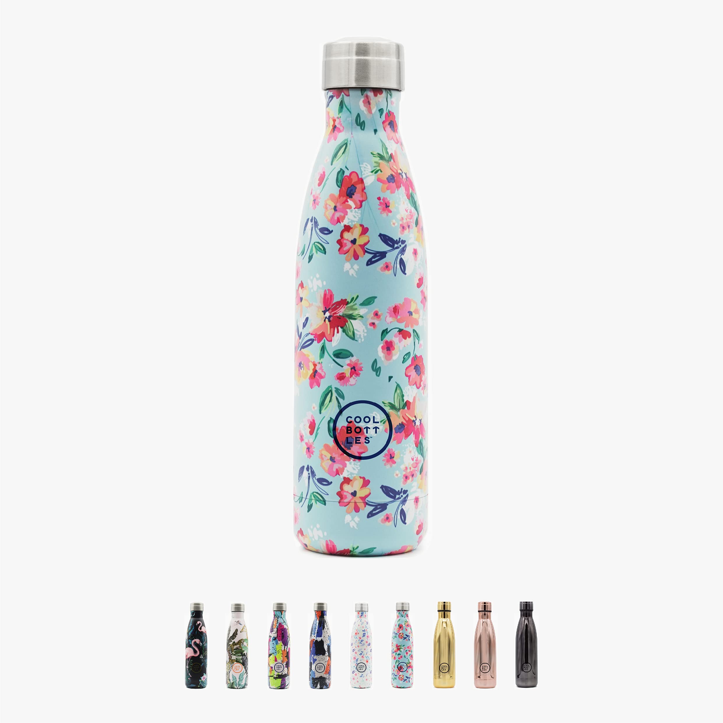 Cool Bottles - Stainless Steel Water Bottle - 500 ml - Evelyn Floral - 26.5 x 7 