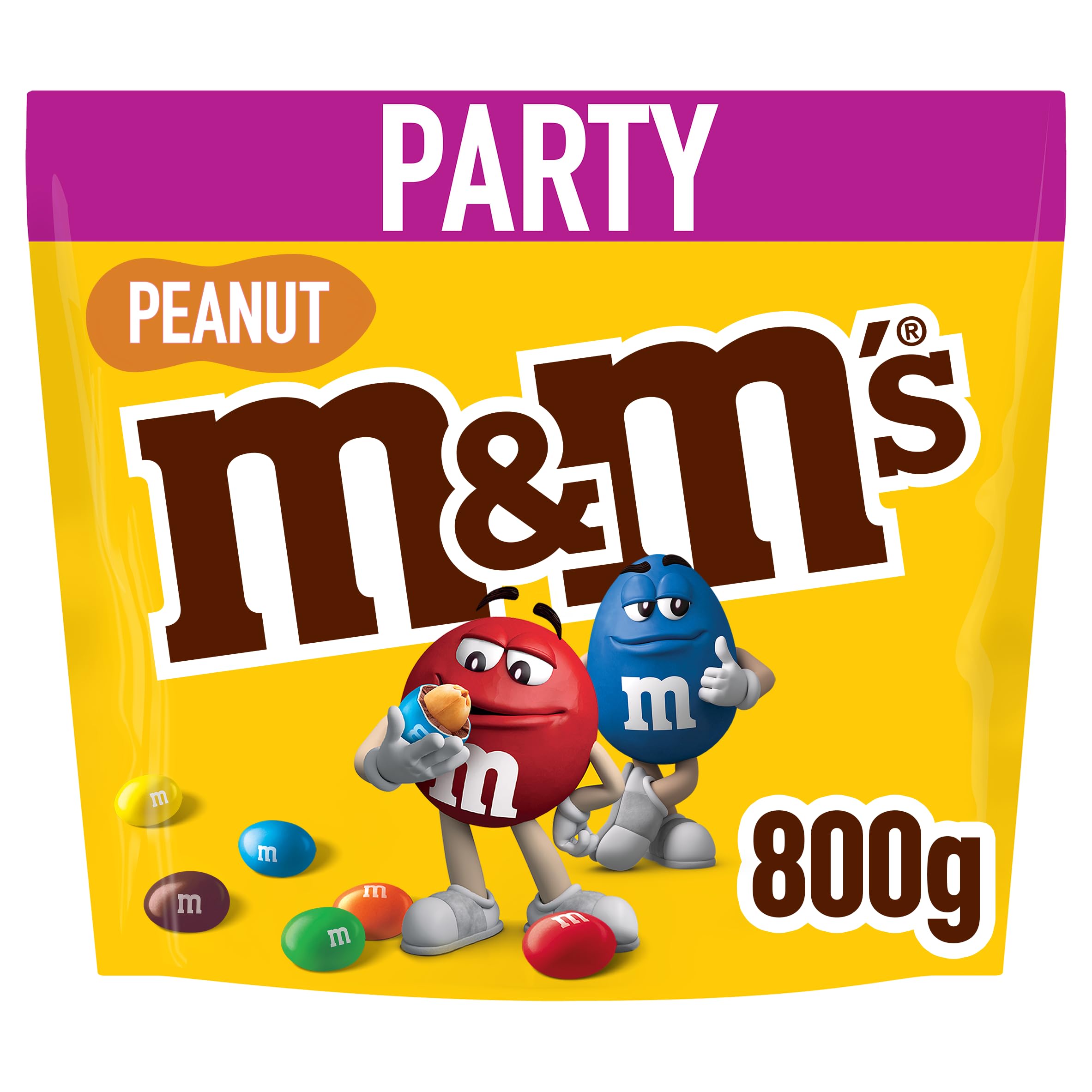 M&M's Peanut Milk Chocolate Crispy Shell Snacks Bulk Sharing Bag 800g | Roasted 