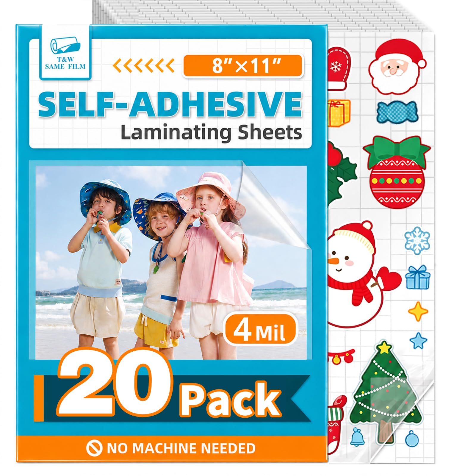 Self Adhesive Laminating Sheets 20 Pack, 8x11'', No Heat Laminating Sheets | 4Mi