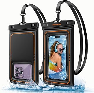 UNBREAKcable Waterproof Phone Pouch 2 Pack, Floating Waterproof Phone Case | IPX8 Dry Bag for Beach Cruise Travel Essentials，Fits for iPhone 18 17 16 Pro Max，Galaxy S26/25，Up to 7in，Touchscreen，Lanyard