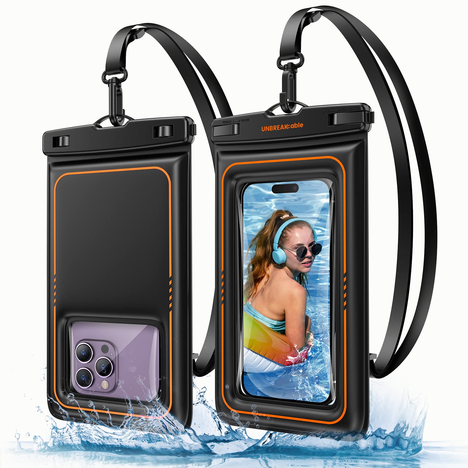 UNBREAKcable Waterproof Phone Pouch 2 Pack, Floating Waterproof Phone Case | IPX