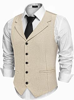 COOFANDY Chaleco de traje para hombre, ajustado, con solapa, informal, formal
