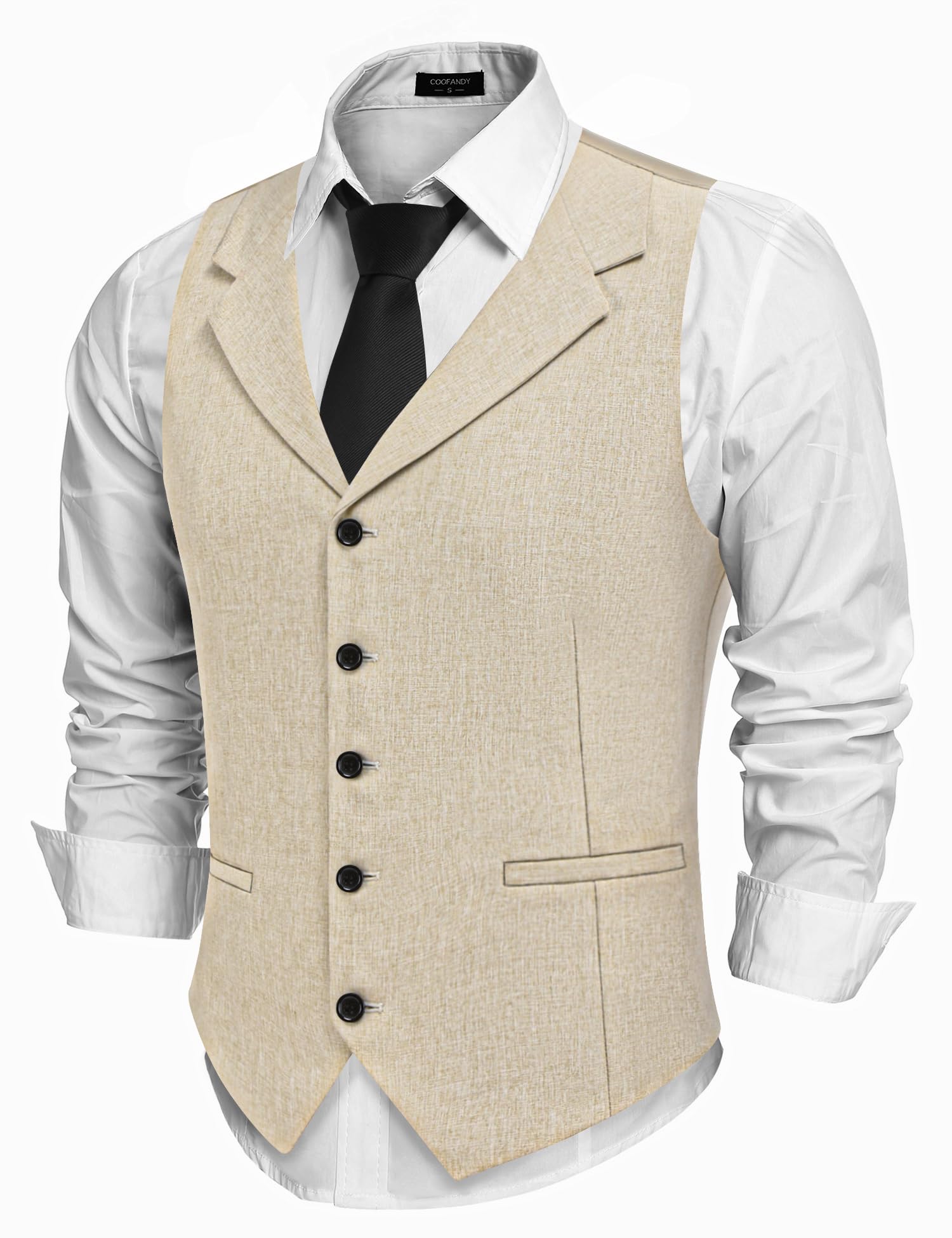 COOFANDY Chaleco de traje para hombre, ajustado, con solapa, informal, formal
