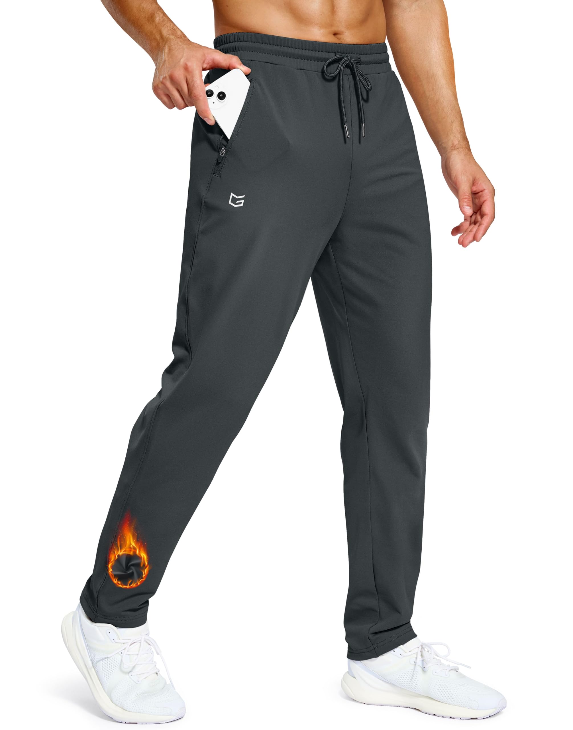 G Gradual Mens Fleece Lined Winter Pants 32"/34"/36" Inseam Tall Sweatpants
