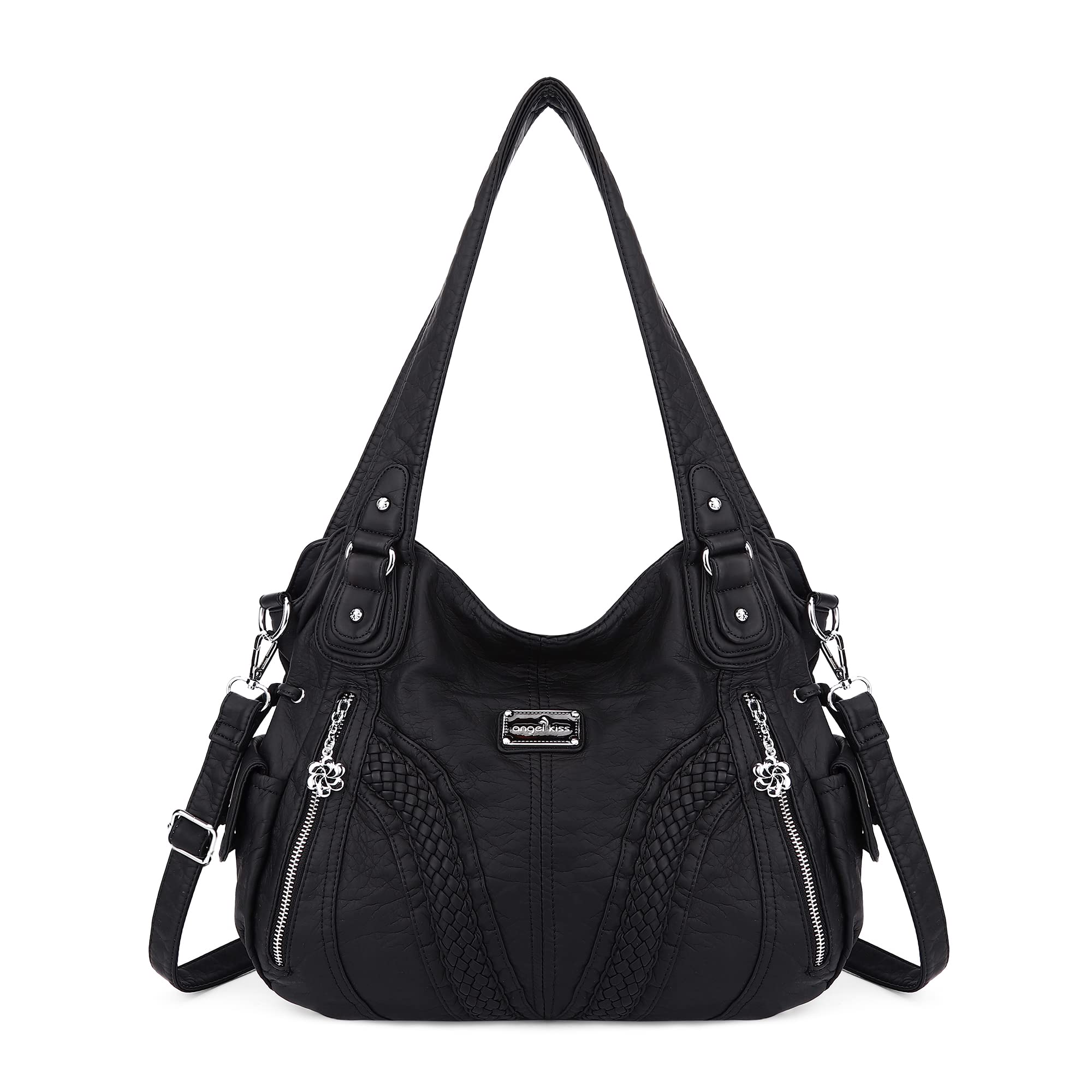 Angel Kiss Handbag with Crossbody Strap, Women's Tote-Hobo Shoulder Bag, White, 