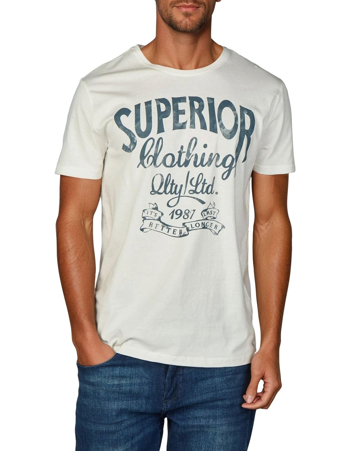 riverso RIVLeon Men's Short Sleeve Crew Neck T-Shirt, 100% Cotton, Green, Blue, 