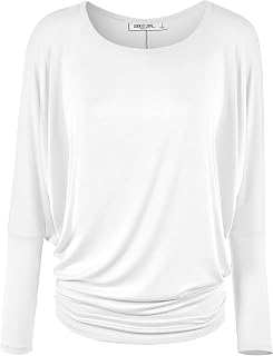 Lock and Love Women Casual Long Sleeve Dolman Bat Print Soft Comfortable Tops