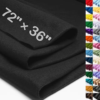 XSEINO Black Large Felt Fabric 72" X 36 "(2 Square Yards), 1.4 mm Thick Soft Felt Fabric Sheet for Crafts, Black Series Colors Soft Nonwoven Fabric, Fit for Decoration, Sewing, DIY Crafts