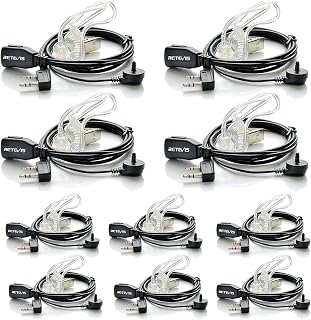 Retevis Radio Headset 2 Pin Sound Tube Headphones Compatible with Walkie Talkie RT24 RT27 RT617 RT618 RT619 RT622 Baofeng 888S 88E eSynic Maylawn JUCJET (Pack of 10)