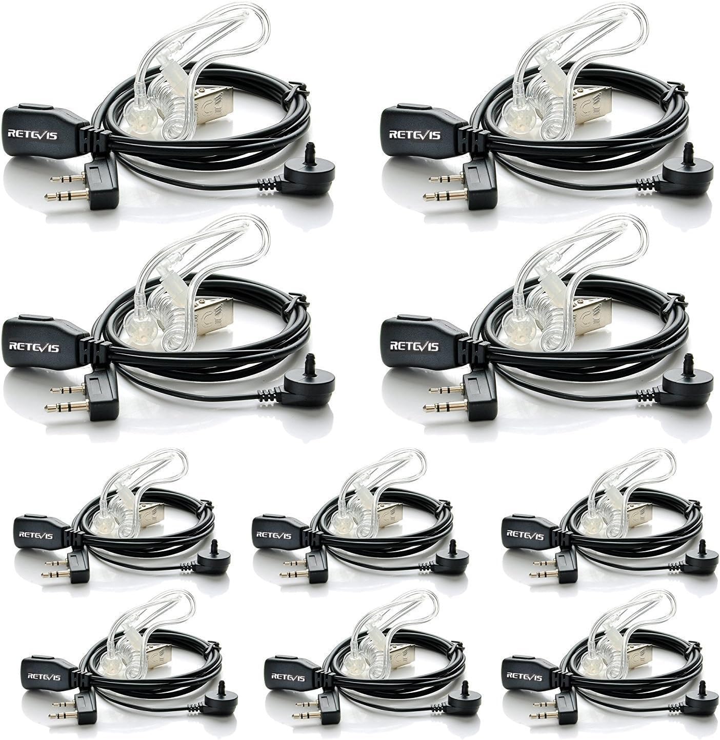 Retevis Radio Headset 2 Pin Sound Tube Headphones Compatible with Walkie Talkie 