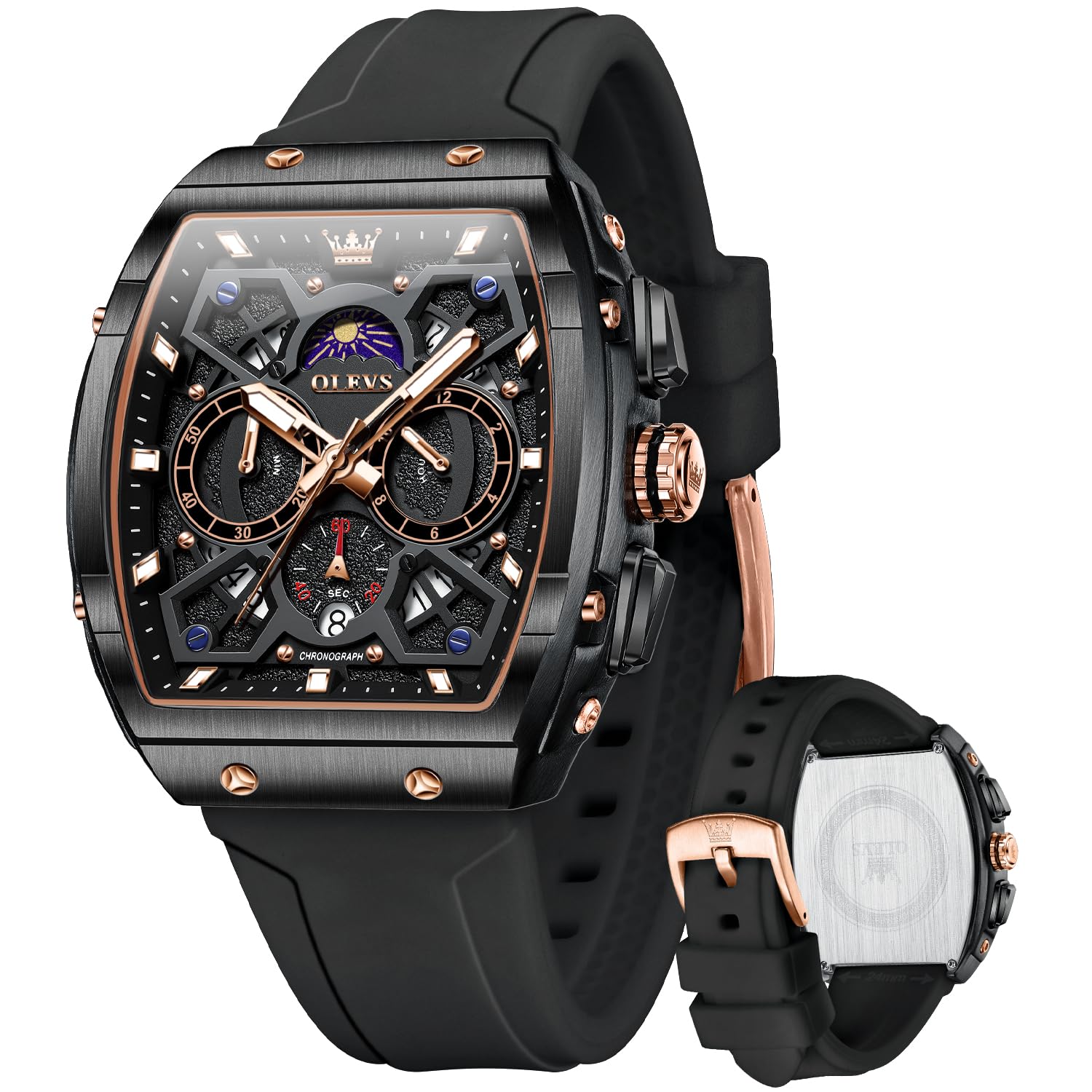 OLEVS Mens Quartz Analog Watch Stainless Steel Waterproof Luminous Date Two Tone