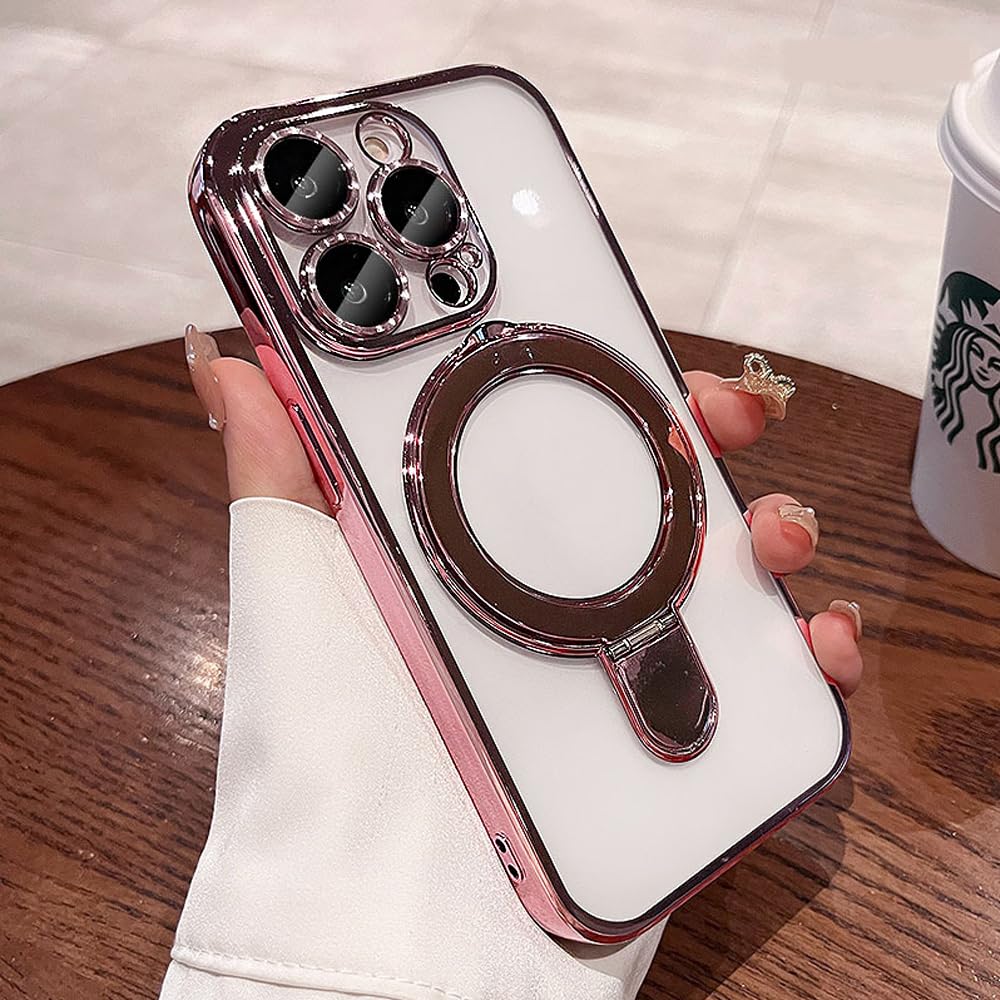 Magnetic Case for iPhone 16 Pro Case Stand & Ring Holder Compatible with MagSafe