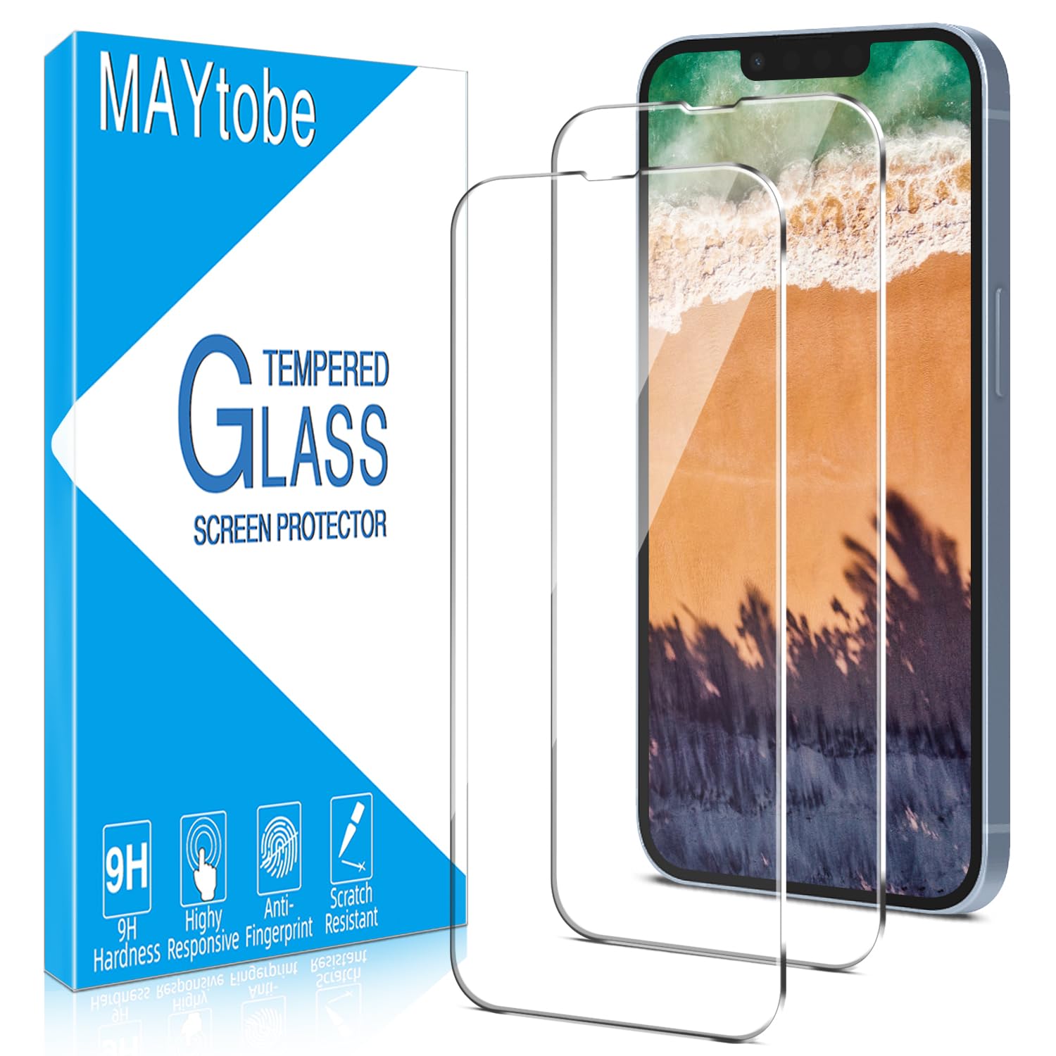 MAYtobe 2 Pack Designed Tempered Glass for iPhone 14 Plus Screen Protector