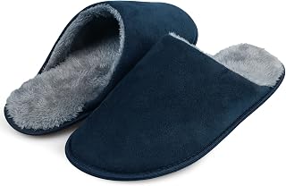 riemot Men's Winter Warm Soft Slippers with Inner Fur, Shoe for Home and Interior, Men's Slippers in Memory Foam Non-Slip Furry Sole Shoes