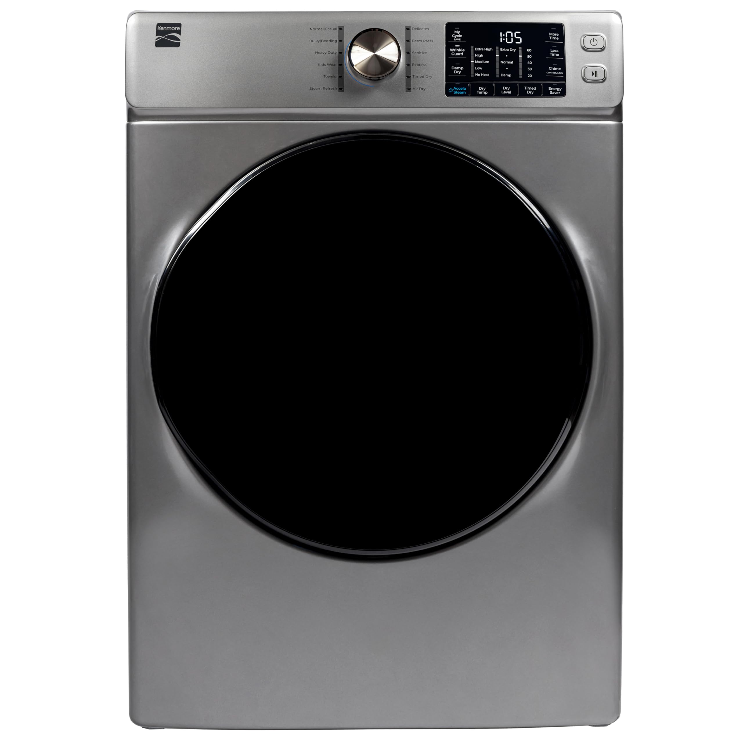 Kenmore 8.0 cu. ft. Front Load Electric Dryer - Metallic Silver | Wrinkle Guard 