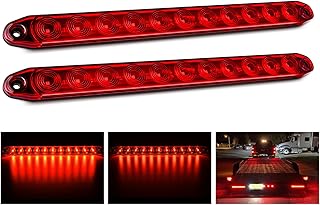 Nilight 16" LED Trailer ID Marker Light Bar, Red, 2-Pack | 11 LED stop, turn and tail light with IP67 waterproof housing for trailers, trucks, RVs and utility vehicles.