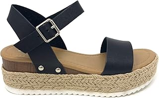 Soda CLIP ~ Women Open Toe Ankle Strap Platform Espadrille Sandal