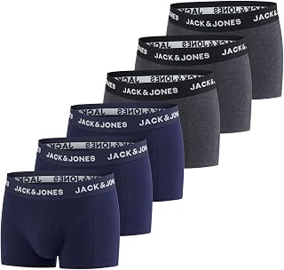 JACK & JONES - Men's Boxer Briefs 6 Pack Stretch Underwear Cotton Underwear Black Red Green Blue Grey S M L XL XXL 3XL
