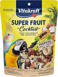 Vitakraft Super Fruit Cocktail Parrot and Cockatiel Treat 20 oz. | Real Dried Fruit, Wholesome Seed Blend, Natural Foraging Mix, Resealable Bag, 20 oz Pack