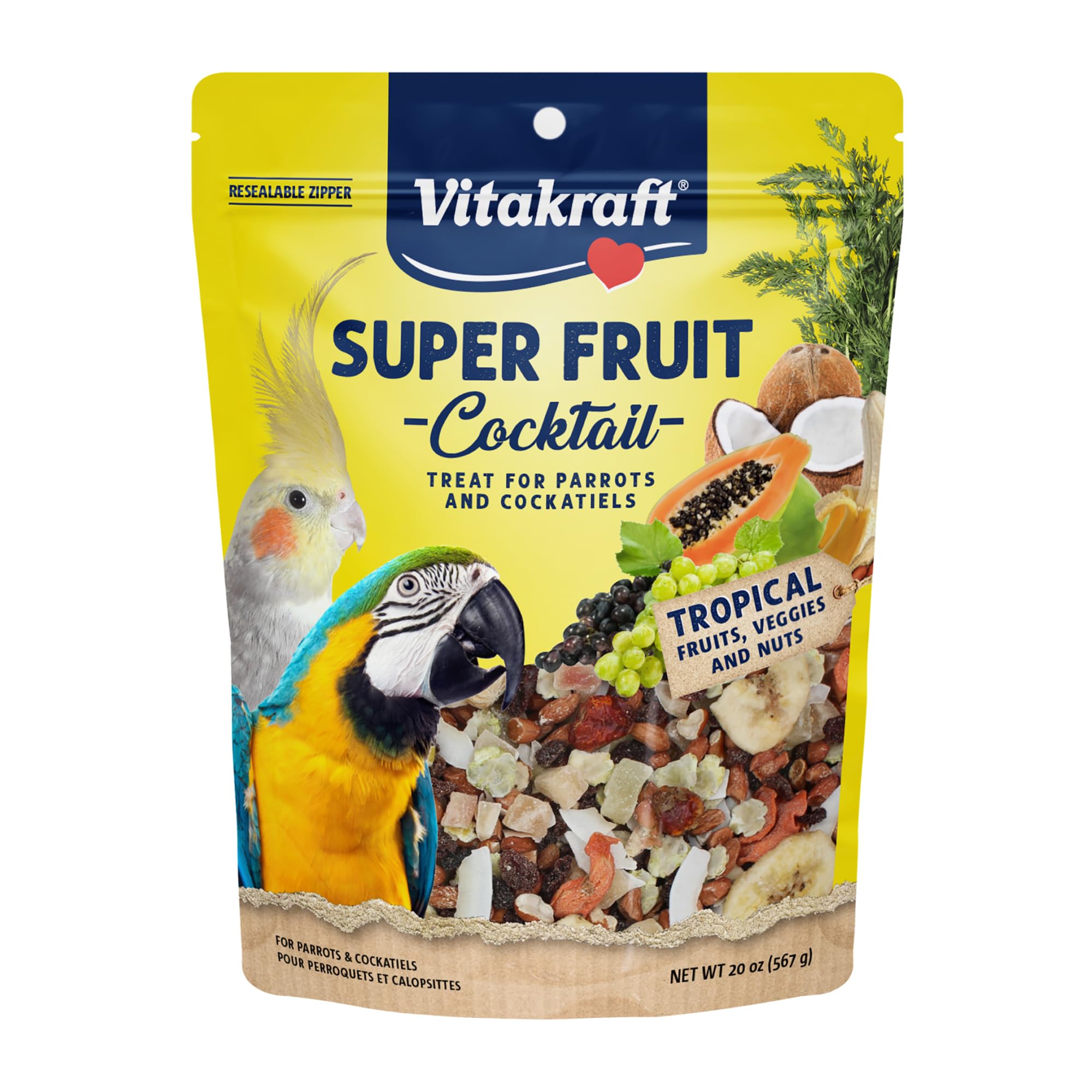 Vitakraft Super Fruit Cocktail Parrot and Cockatiel Treat 20 oz. | Real Dried Fr