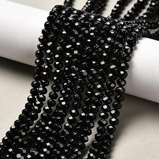 110 Pcs Malaysia Natural Jade Rondelle Beads / Strand Beads Spacer Stone Beads for DIY Bracelet Necklace Jewelry Making 4x2~3mm, 14inch, Black
