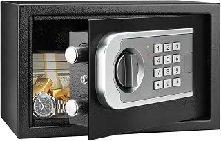 [UPGRADED] Small Safes for Home Dorm, 0.30 Cuft Mini Safe Box | with Fireproof Waterproof Bag, Digital Money Safe with Programmable Keypad Spare Keys, Security Cash Box for Money Valuables