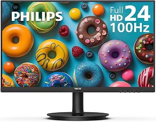 Philips 24 Inch Computer Monitor FHD 100Hz VA VESA Flicker-Free, 241V8LB | 1920×1080 LED Monitor, 4ms GtG, Adaptive Sync, HDMI 1.4, Tilt Adjust, Low Blue Light, 4yr Advance Replacement Warranty