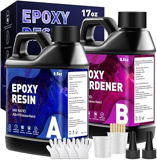 GRLELOU Epoxy Resin Kit 17OZ/500ml - No Yellowing & Less Bubble 2 Part Epoxy Resin for Beginners, 1:1 Ratio Art Resin for Wood Casting, Jewelry Making, Art Crafting & Countertop Coating (8.5OZ/250ml × 2)
