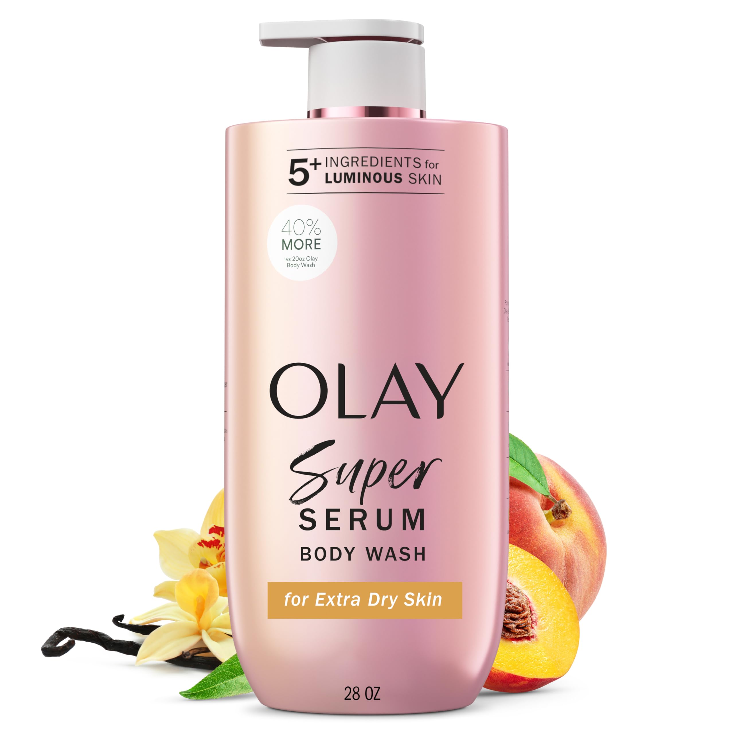 Olay Super Serum Body Wash for Extra Dry Skin, 24hr Long Lasting Rich Hydration,
