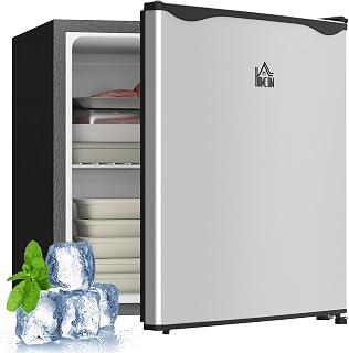 HOMCOM Mini Freezer Countertop Compact Upright Freezer 1.1 Cu.Ft Silver | Removable Shelves, Reversible Door, Tabletop, Home, Dorm, Apartment, Office