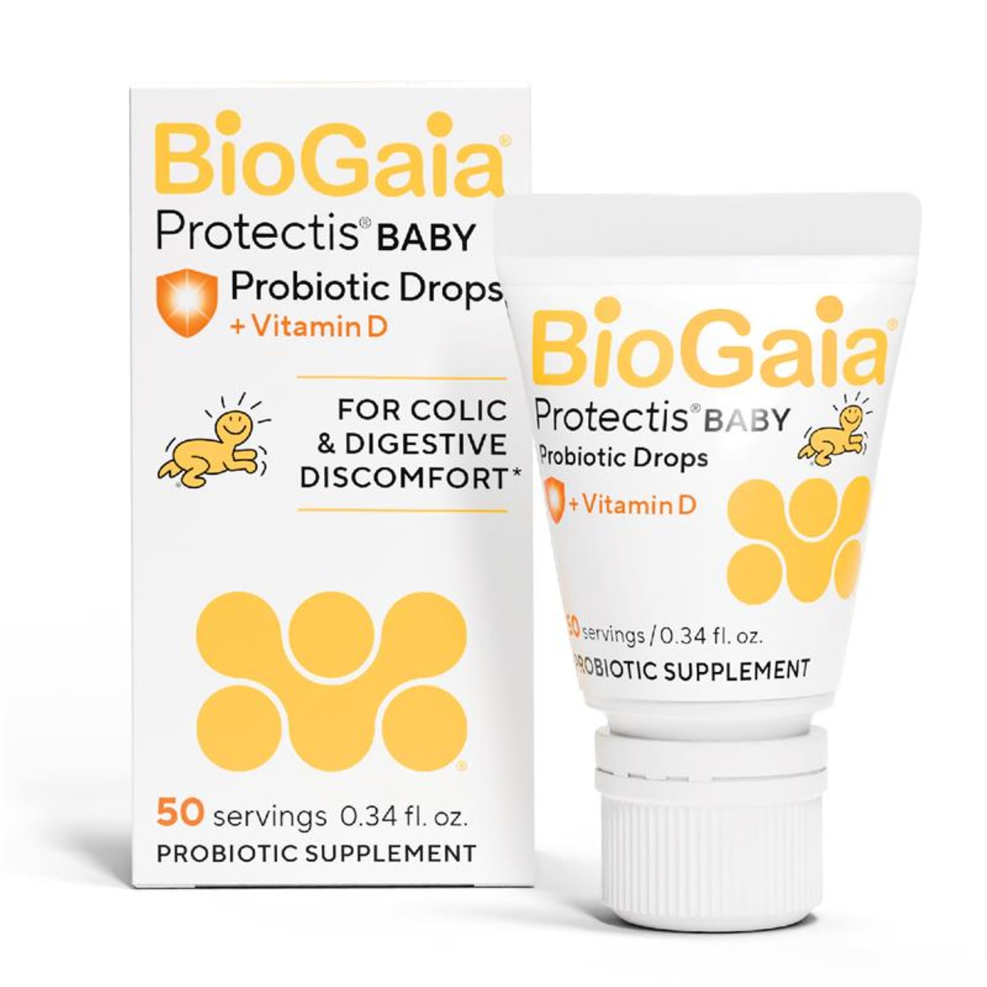BioGaia Baby Probiotic Drops + Vitamin D | Colic & Gas Relief | 50 Servings | Pe