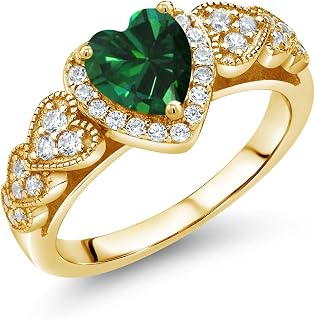 Gem Stone King Yellow Gold Plated Silver Heart Ring
