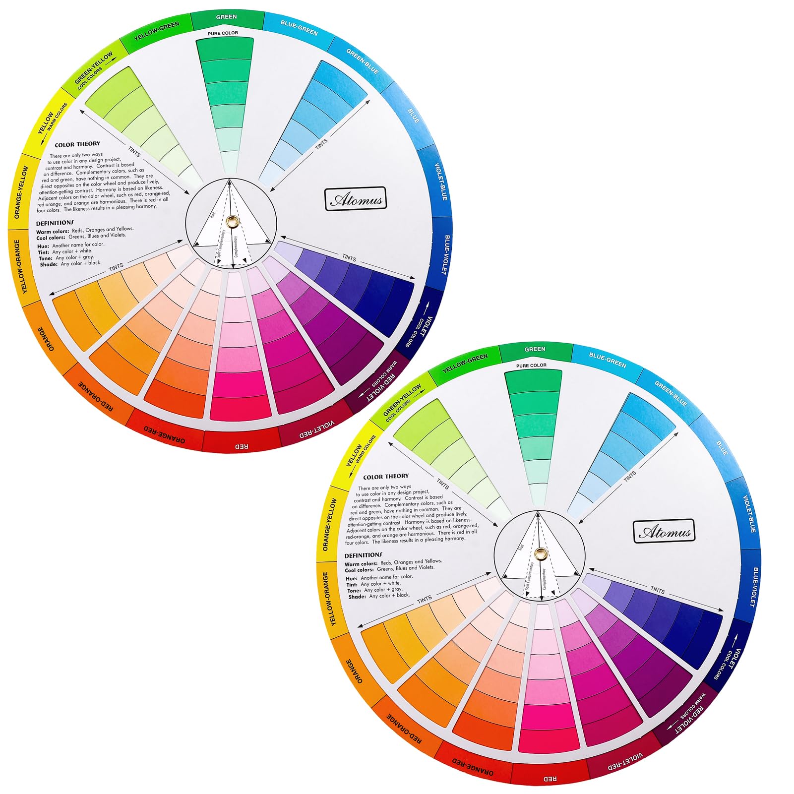 Nextpal 2 Pcs Color Wheel Set, Art Makeup Mixing Guide New | Visual Color Harmon